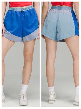 Lululemon Evergreen High-Rise Short 4.5" Sz 10 Wild Bluebell / Cascade Blue